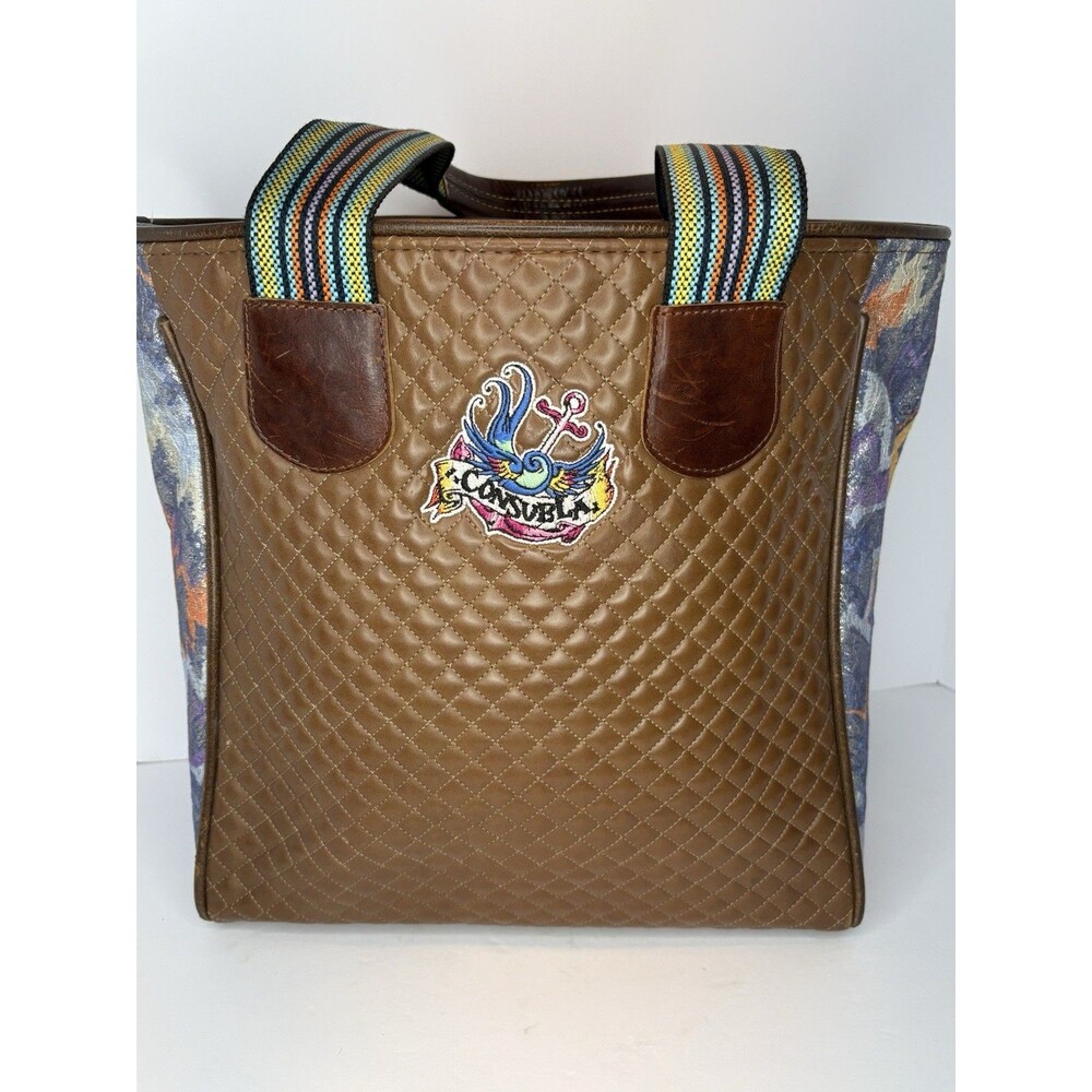 Consuela Large Zippered Tote featuring colorful striped handles￼